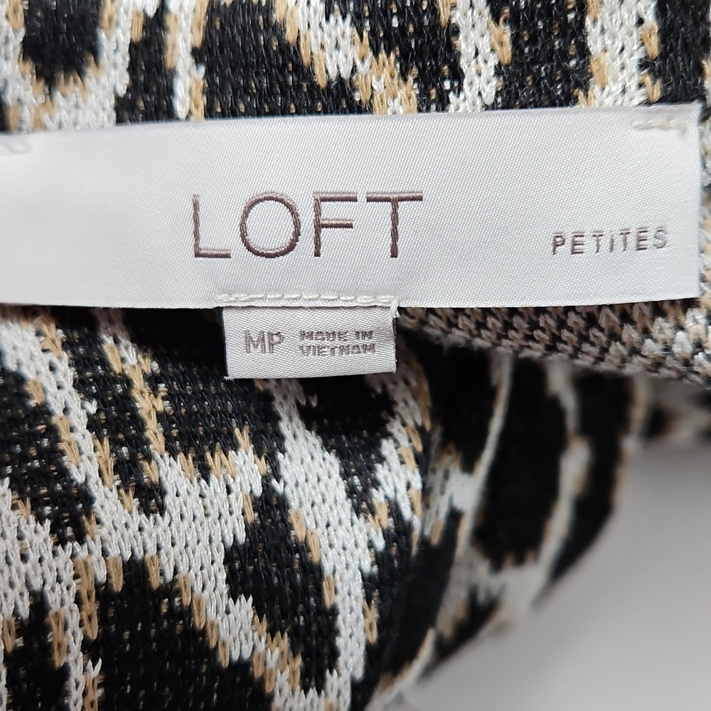 LOFT Petite Leopard Animal Print Long Sleeve Midi Sweater Dress MP Medium P - Picture 3 of 9